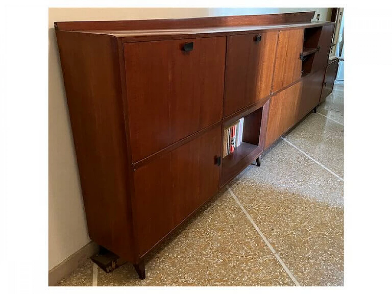 Solid walnut sideboard with open shelves, 1970s 3