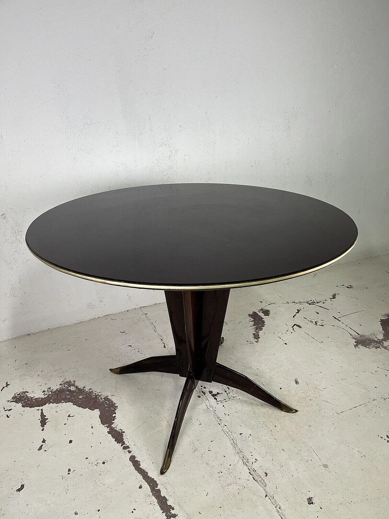 Wood and glass round table by Ponti and Parisi, 1950s 3