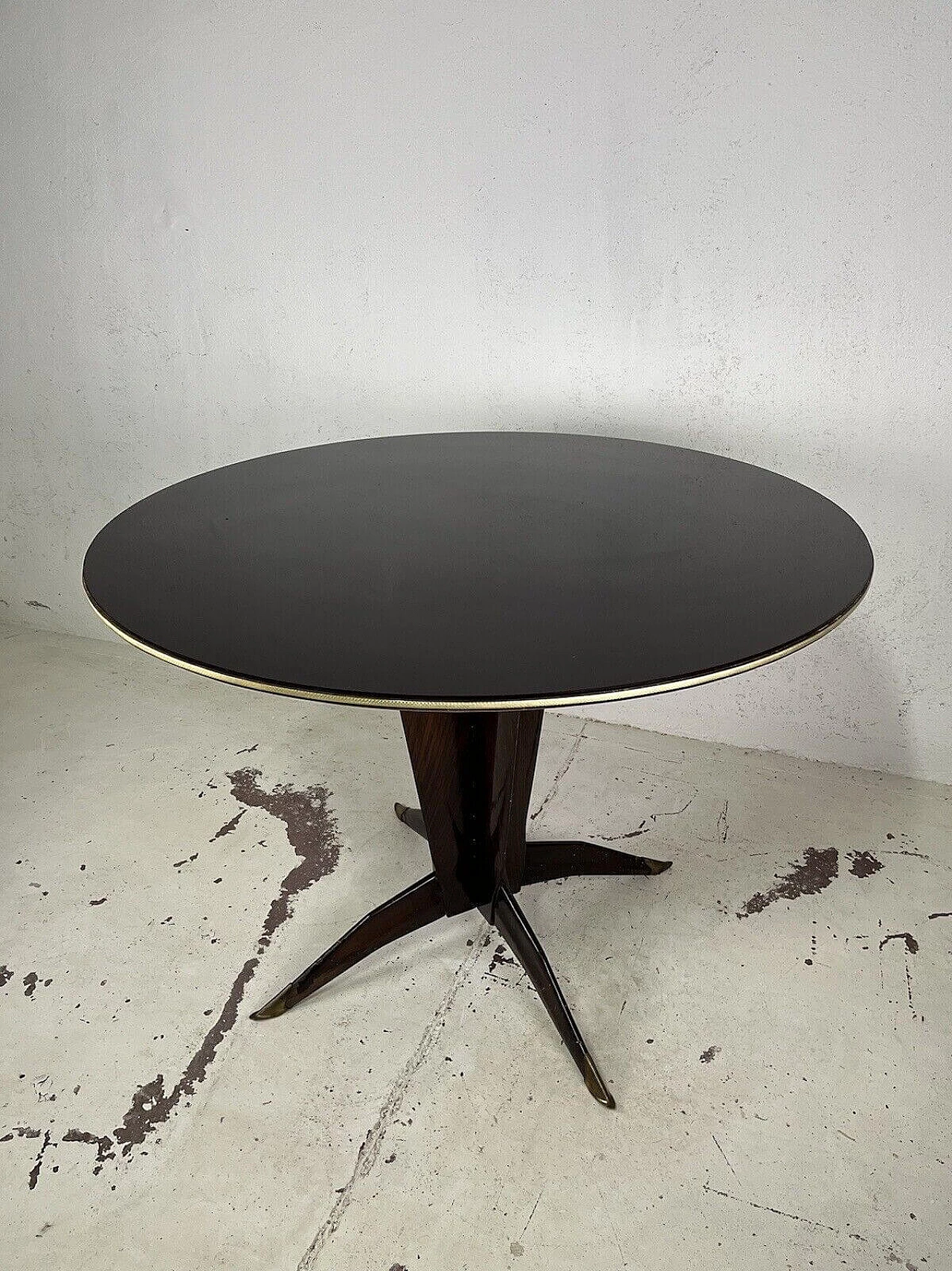 Wood and glass round table by Ponti and Parisi, 1950s 4