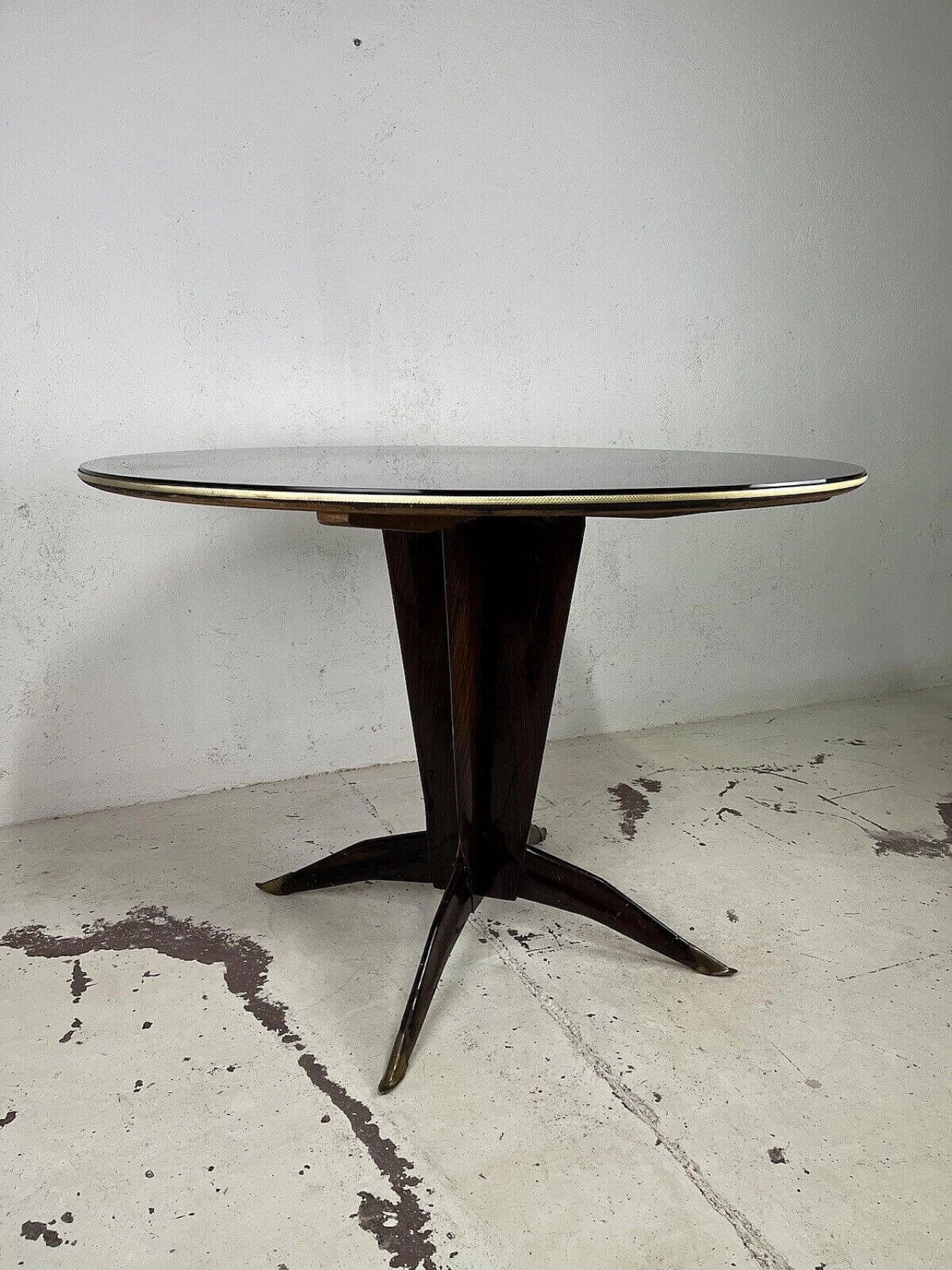 Wood and glass round table by Ponti and Parisi, 1950s 5