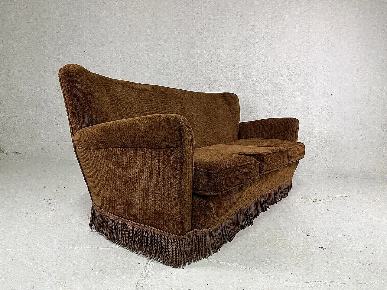 Velvet sofa with 2 armchairs by Isa, 1950s 11