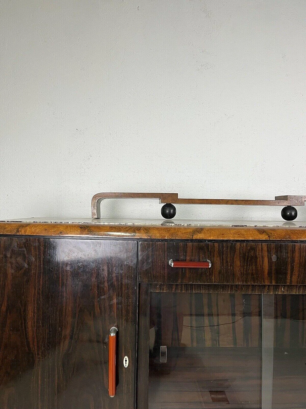 Pair of sideboards in briarwood, marble and bakelite by Gaetano Borsani for Atelier di Varedo, 1960s 2