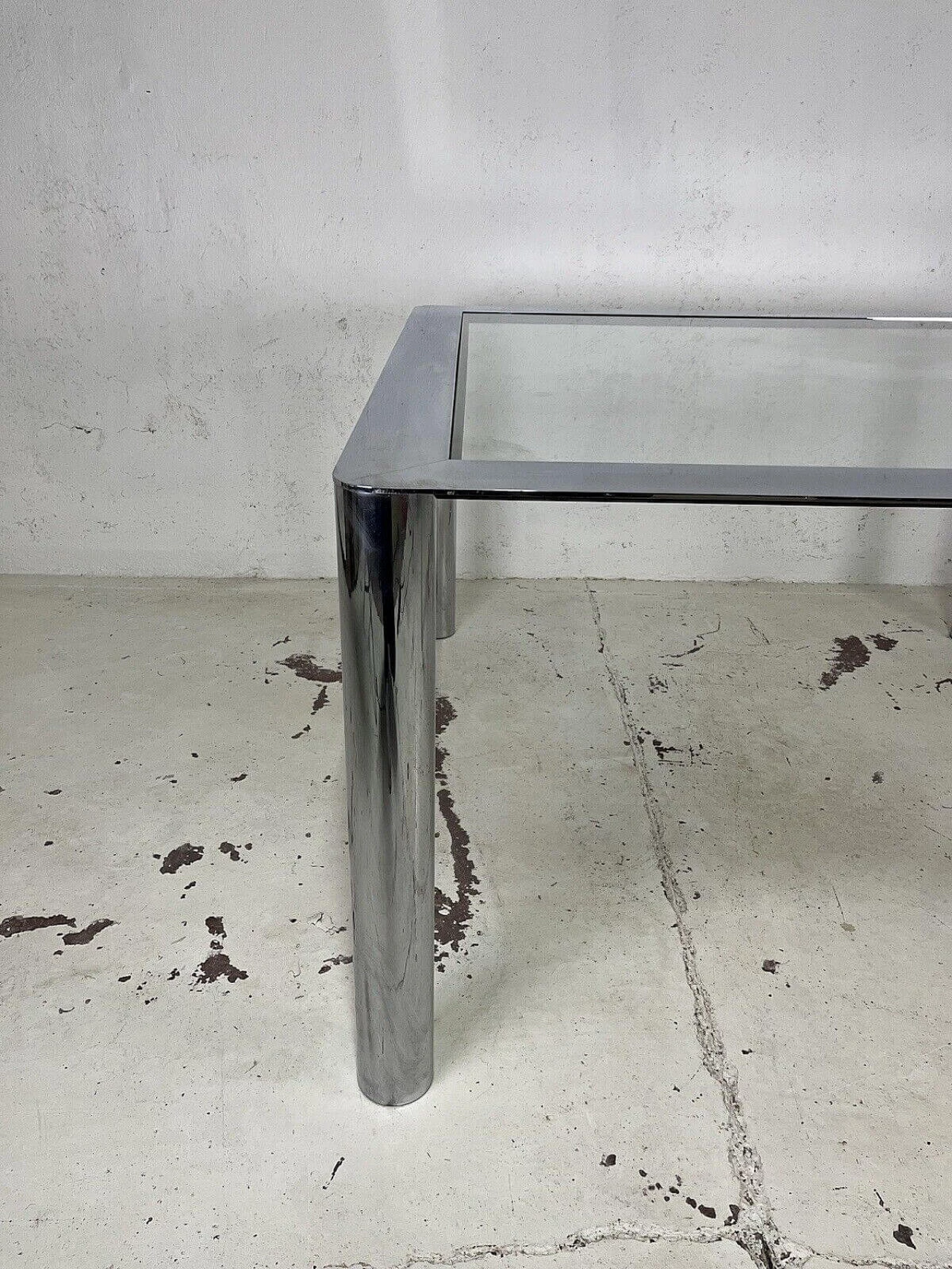 Chromed metal and glass dining table by Sergio Mazza and Giuliana Gramigna for Cinova, 1960s 5