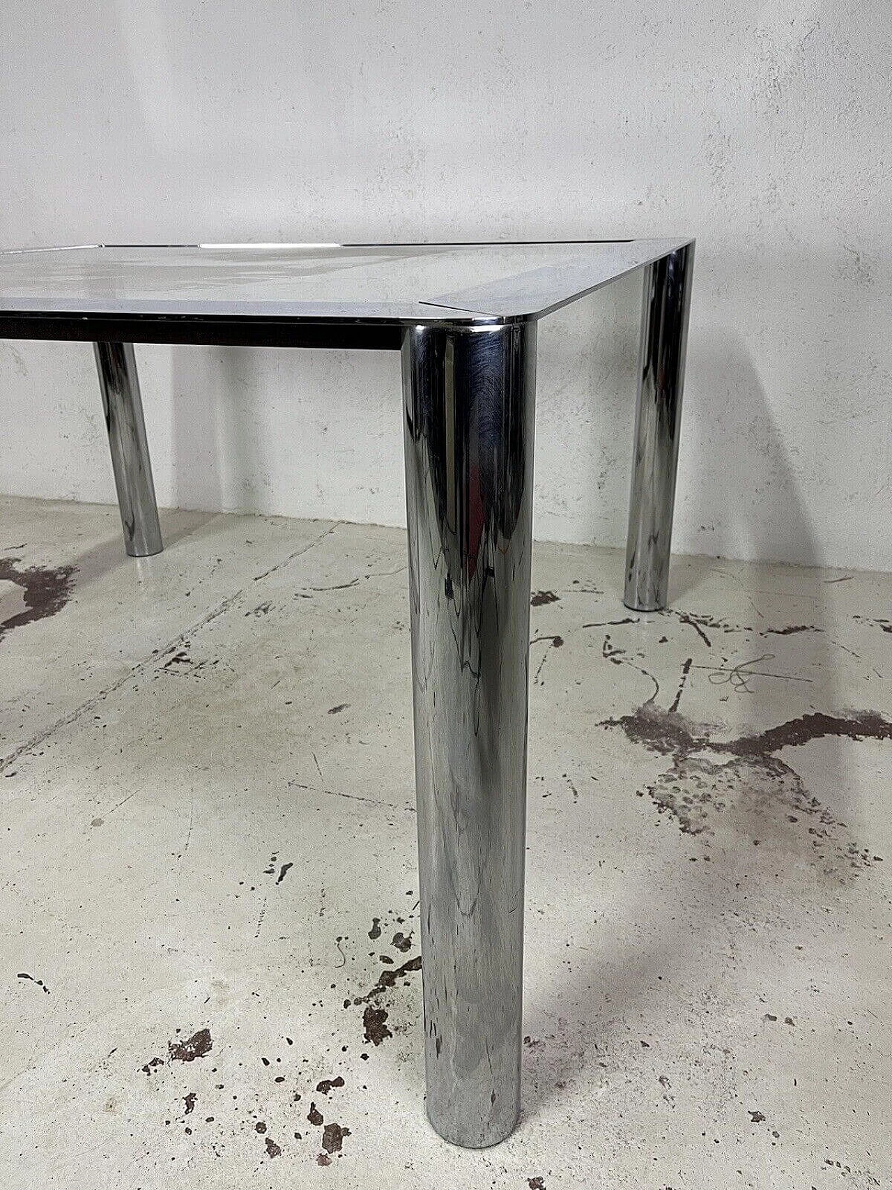 Chromed metal and glass dining table by Sergio Mazza and Giuliana Gramigna for Cinova, 1960s 11