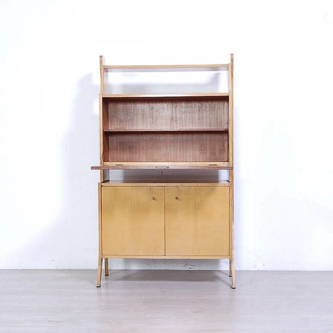 Flap-door bookcase in wood veneer, 1960s 1