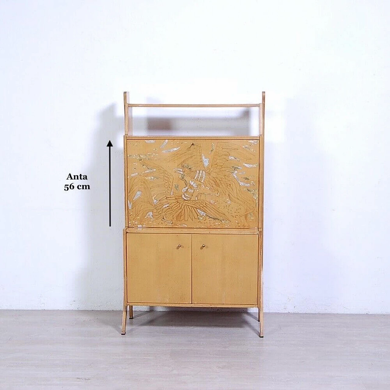 Flap-door bookcase in wood veneer, 1960s 2