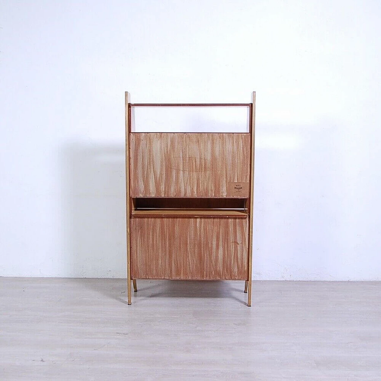 Flap-door bookcase in wood veneer, 1960s 4