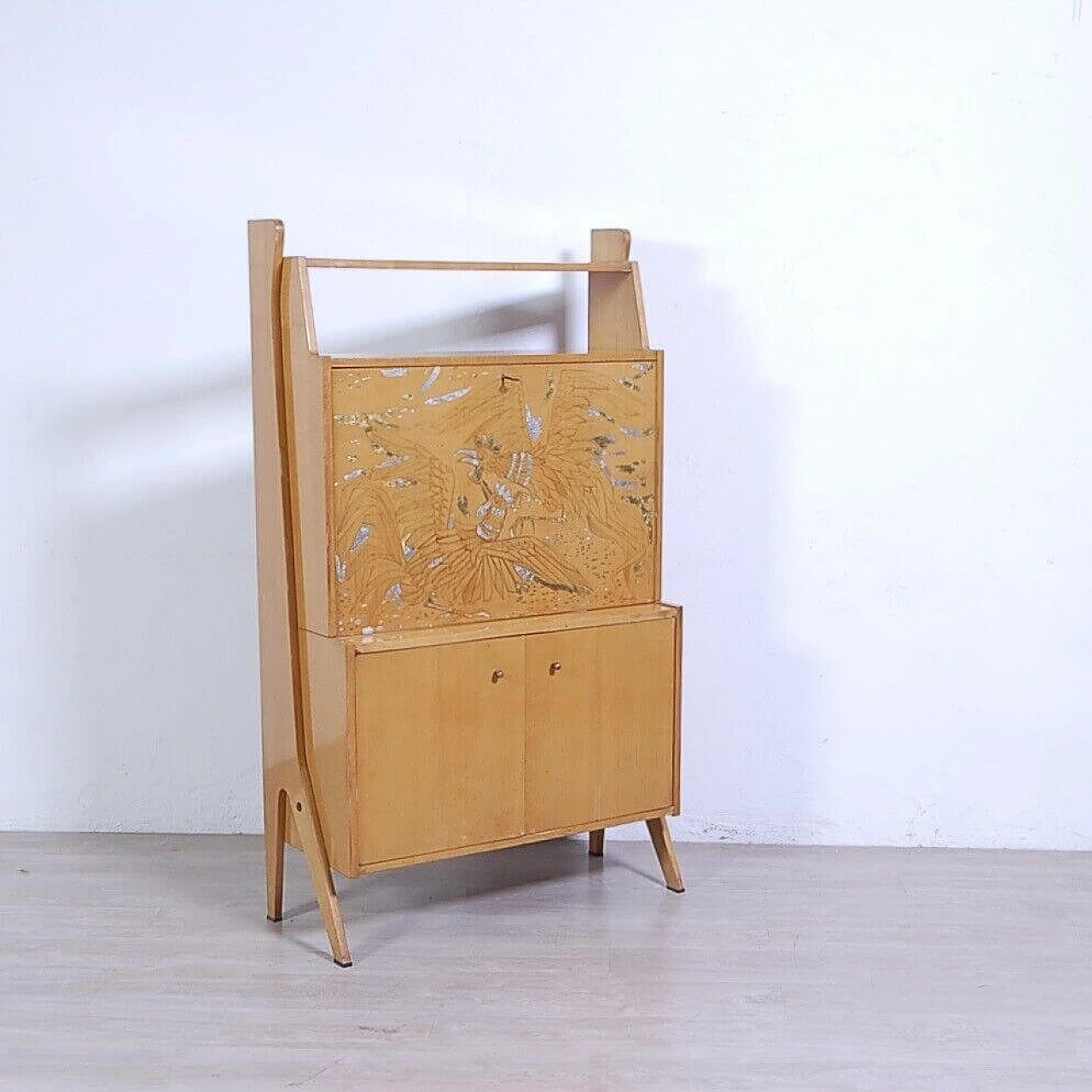 Flap-door bookcase in wood veneer, 1960s 15