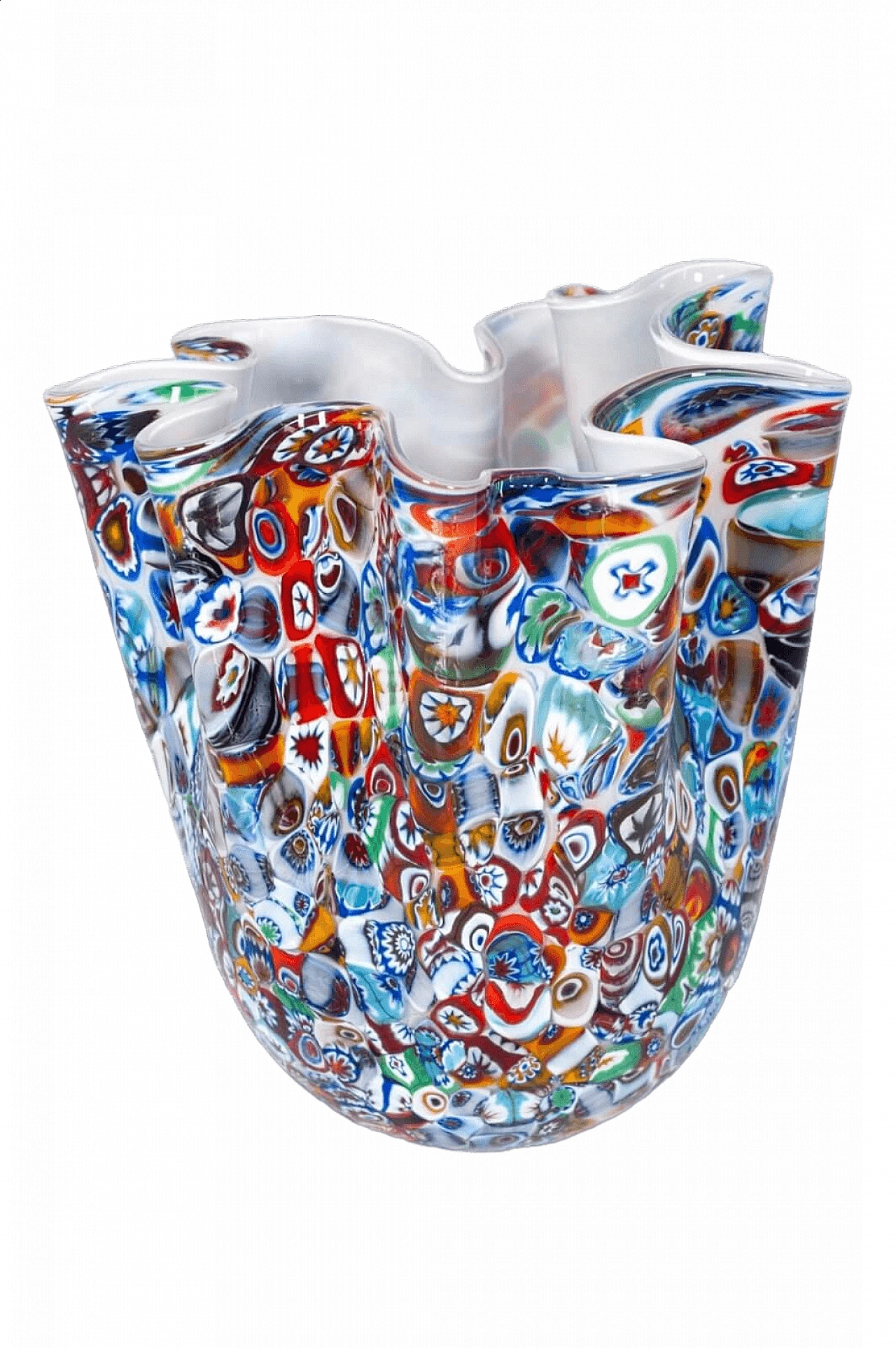 Vaso Fazzoletto in vetro di Murano con murrine millefiori 5