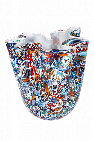 Murano glass Fazzoletto vase with millefiori murrine