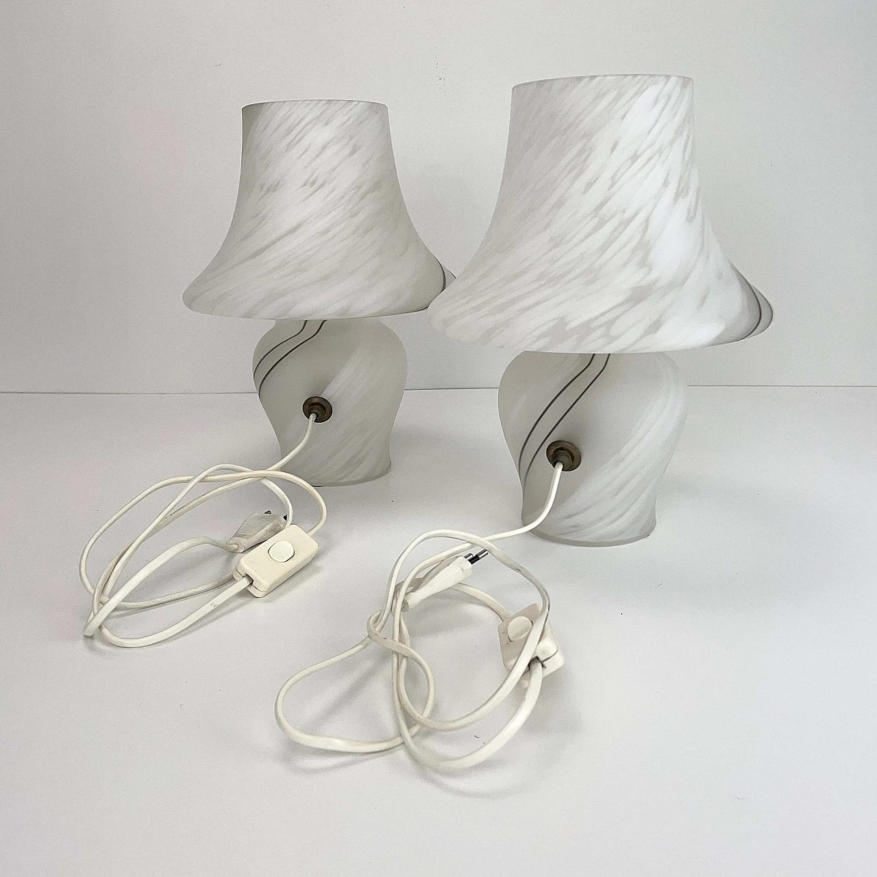 Pair of Murano glass mushroom table lamps, 1970s 3