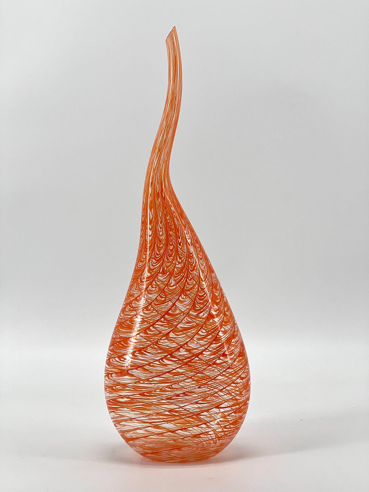 Orange Murano glass vase by Valter Rossi 1