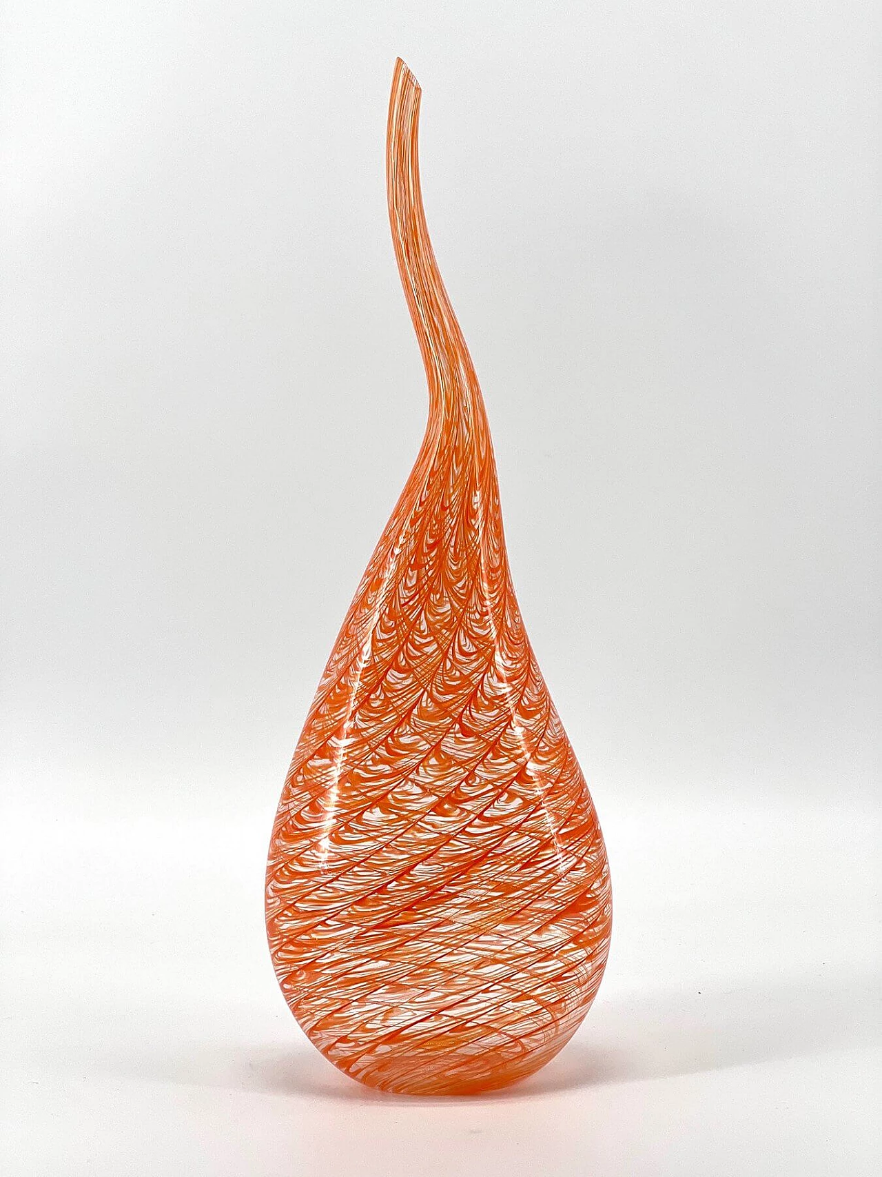 Orange Murano glass vase by Valter Rossi 4