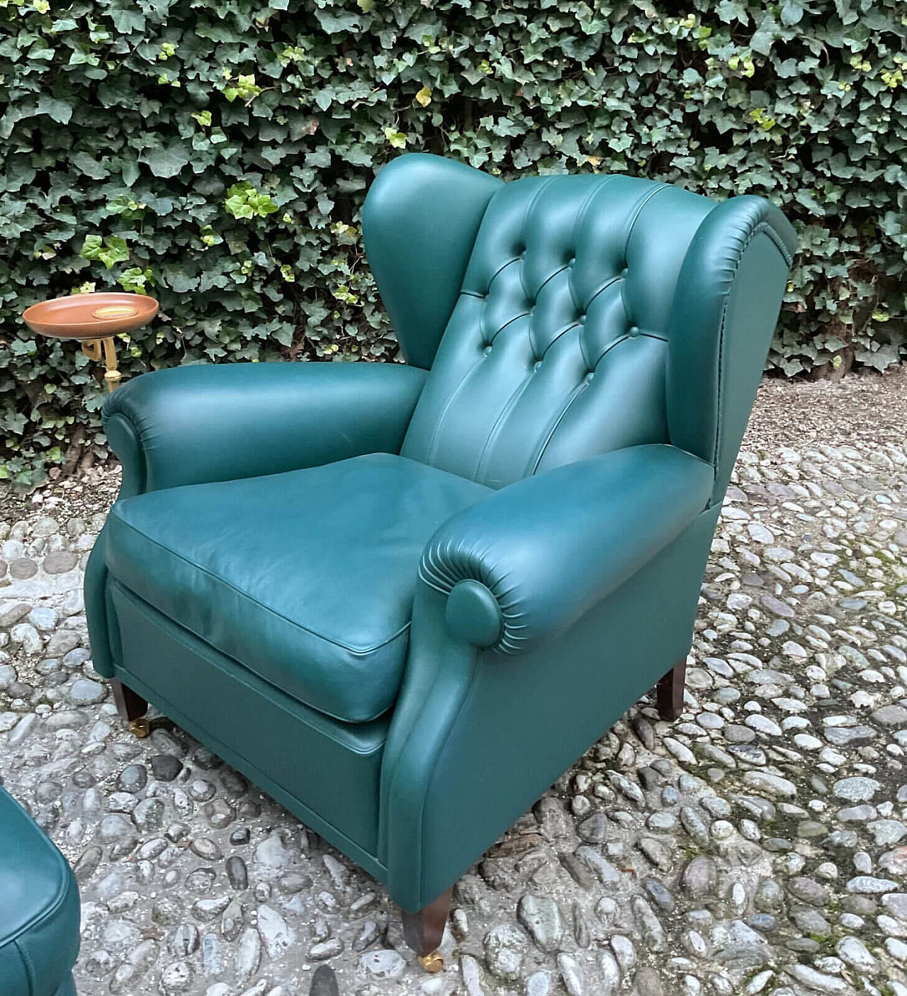 Frau, leather armchair with pouf, early 20th century 4