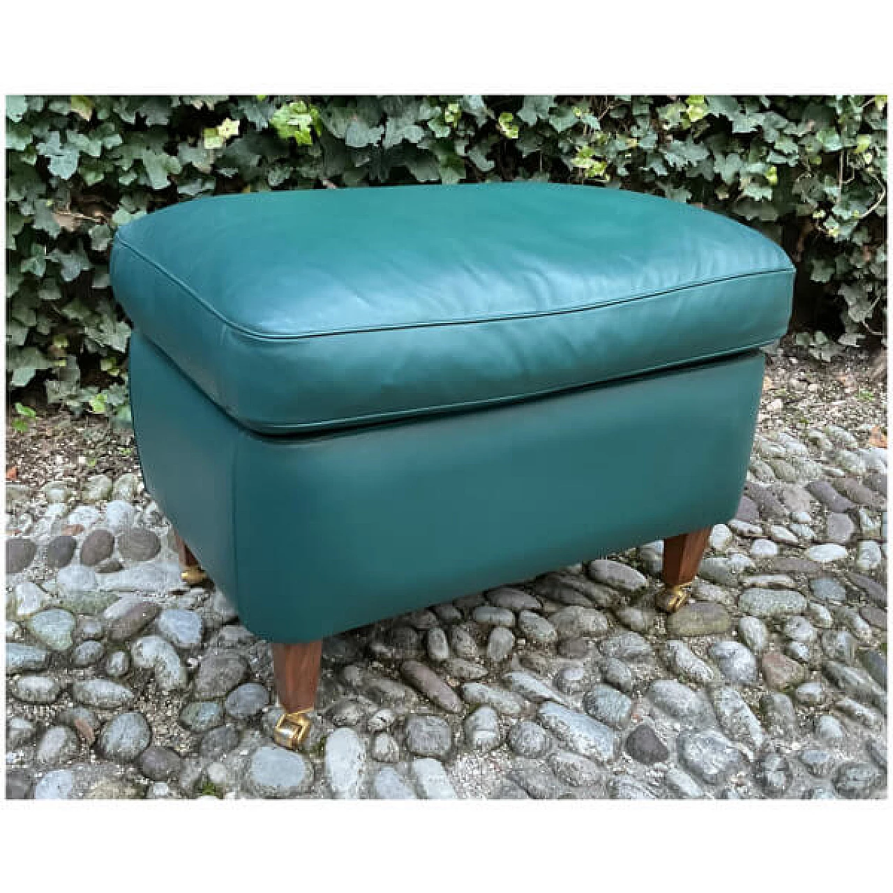 Frau, leather armchair with pouf, early 20th century 9