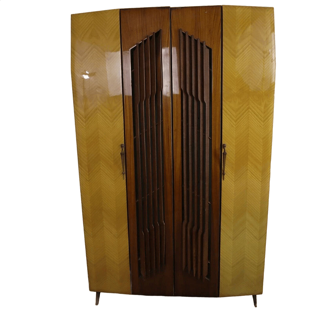 Walnut and maple coat rack with doors, 1950s 7