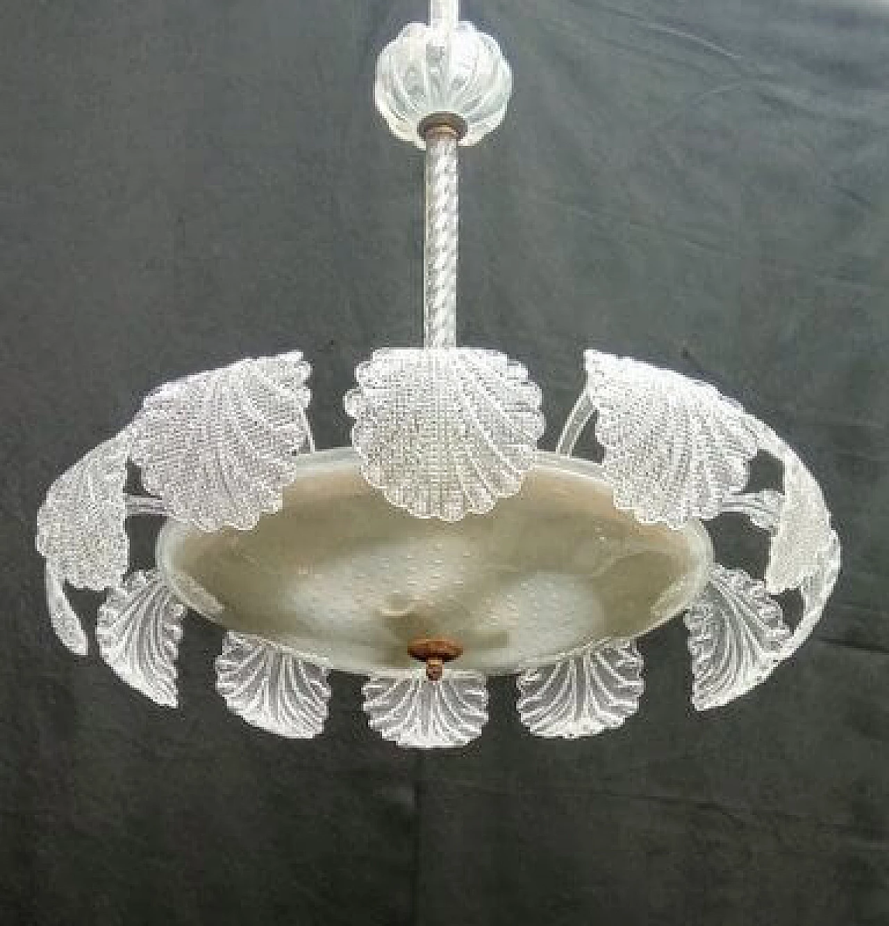 Murano glass chandelier with leaves by Barovier & Toso, 1940s 2