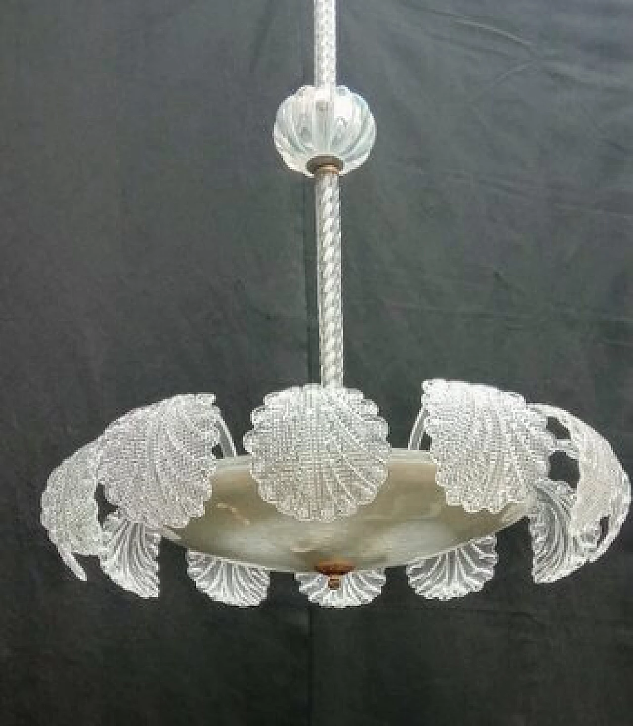 Murano glass chandelier with leaves by Barovier & Toso, 1940s 8