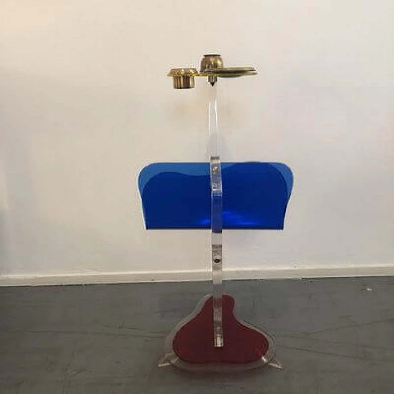 Acrylic glass and brass coat stand by Ambrosio, 1950s 1