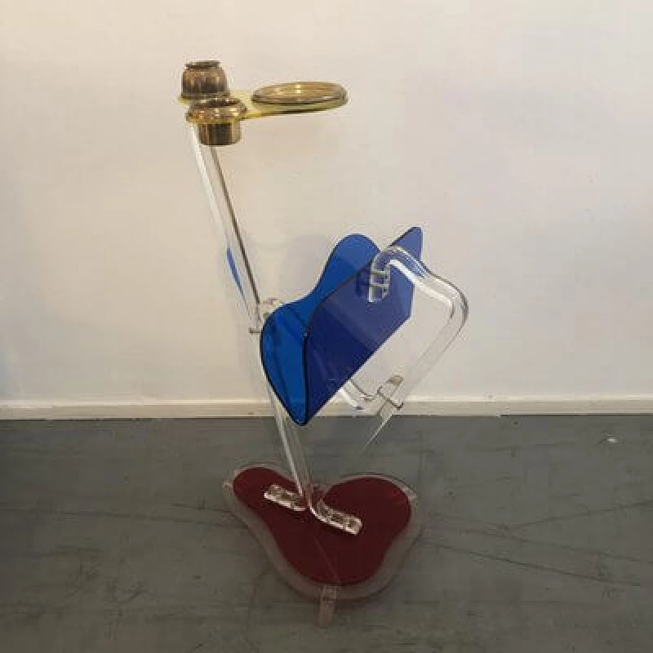 Acrylic glass and brass coat stand by Ambrosio, 1950s 4