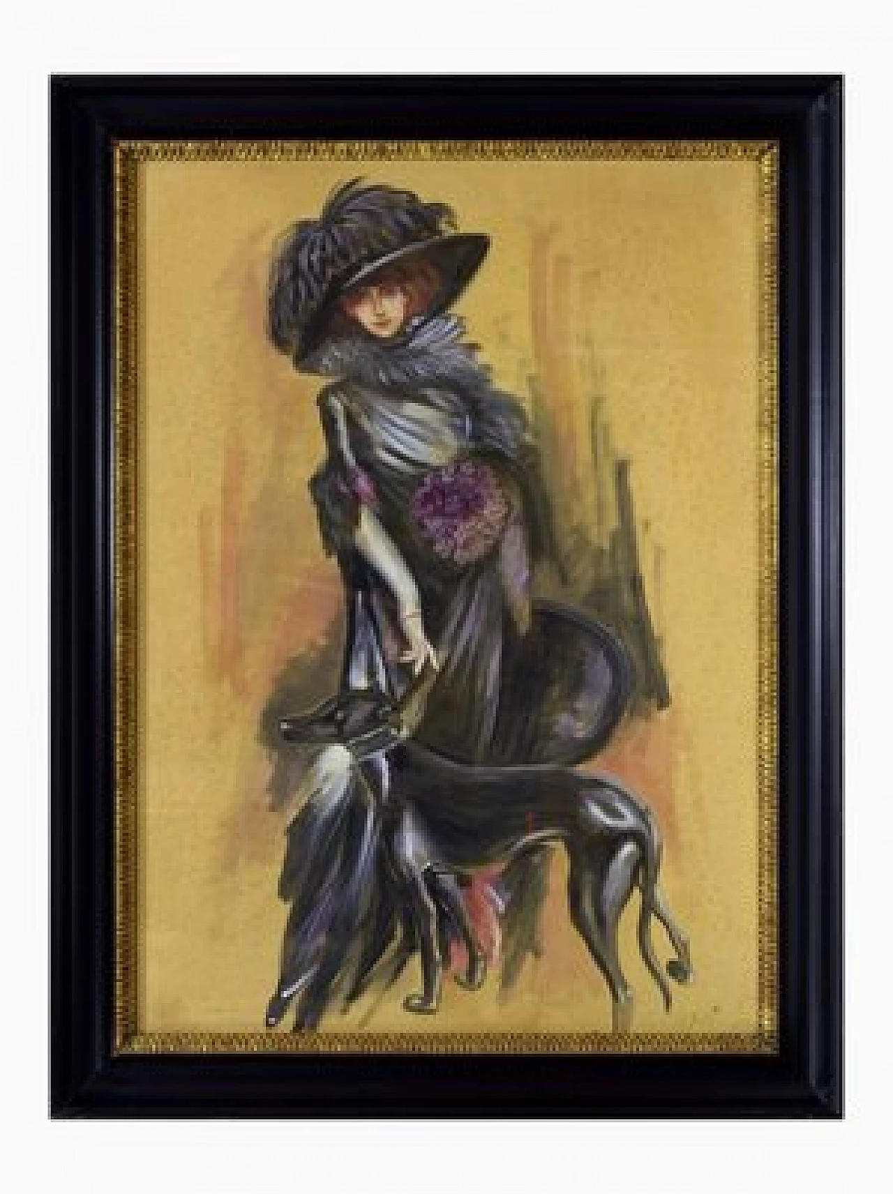 Giovanni Frattini, Portrait of Luisa Casati, tempera on paper in frame, 1990s 1