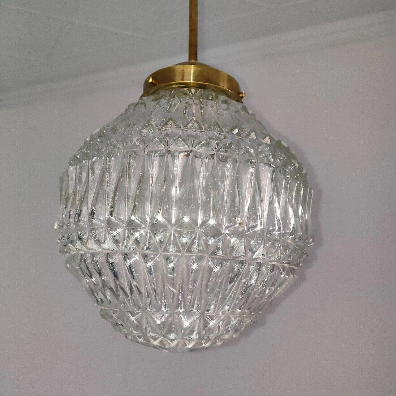 Lampadario in vetro di Murano e ottone, anni '40 4