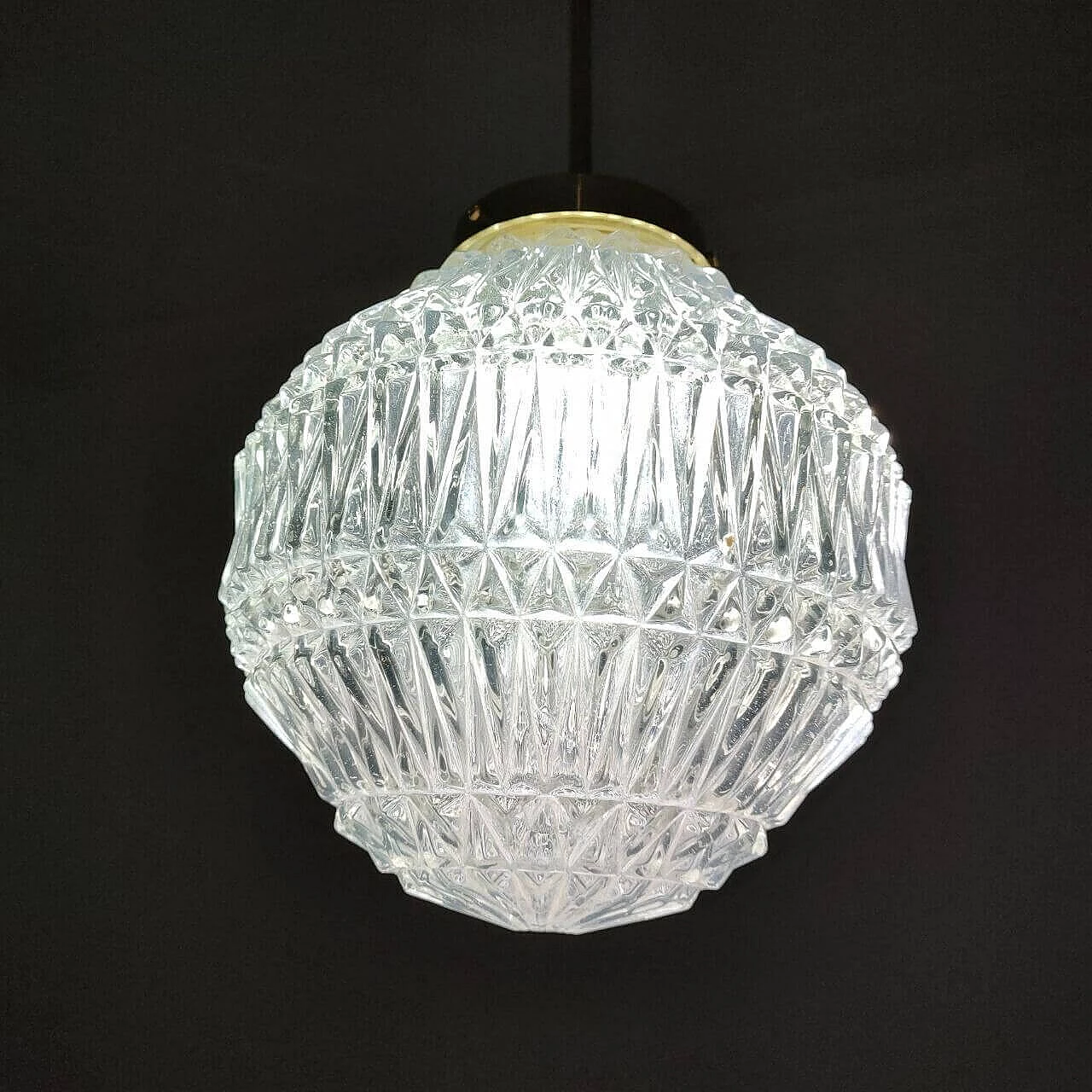 Lampadario in vetro di Murano e ottone, anni '40 8