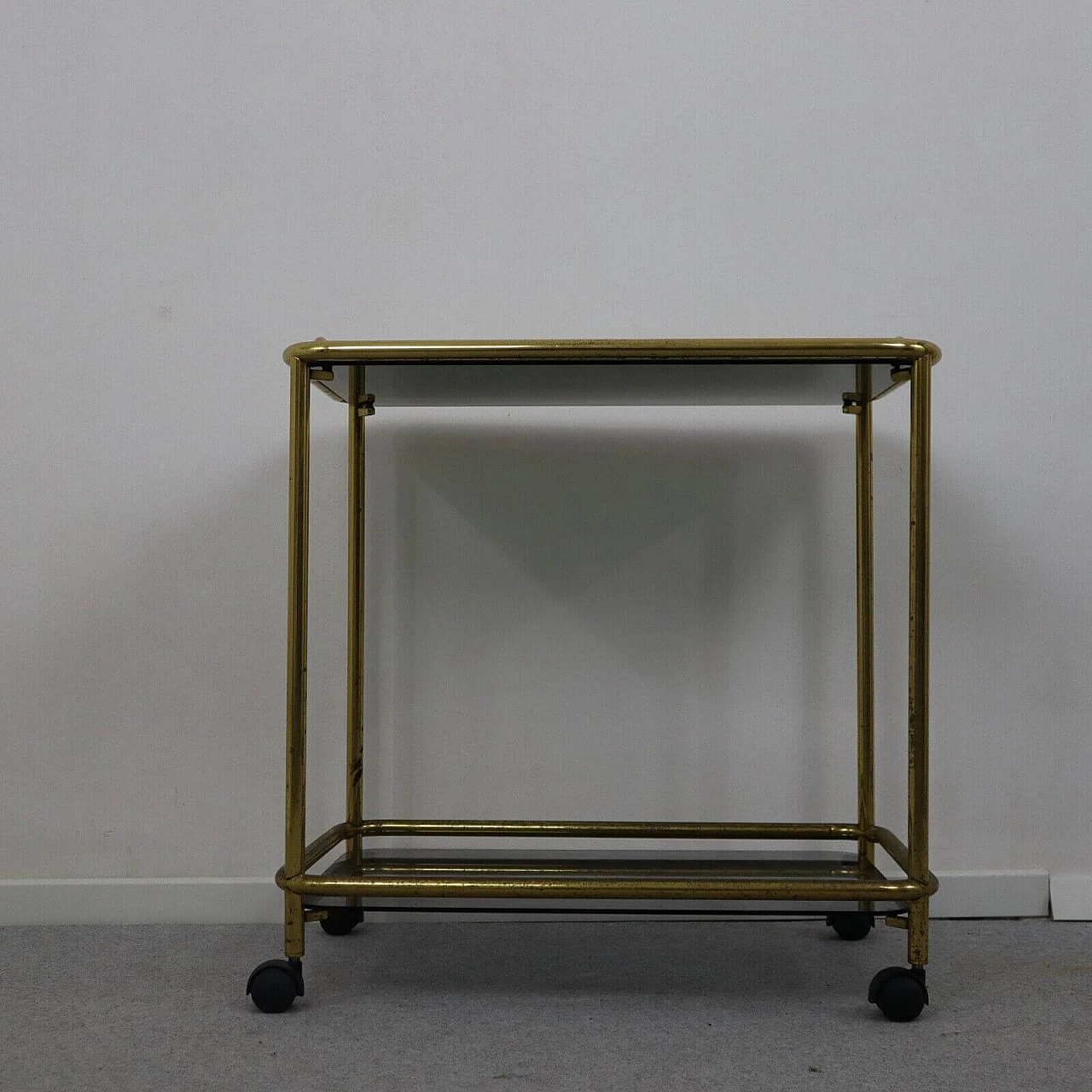 Brass and smoked glass cart, 1980s 2