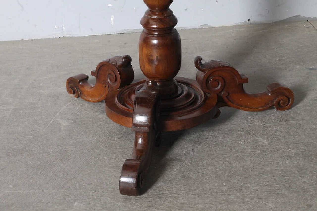 Umbrian Charles X solid walnut table with inlays, mid-19th century 3