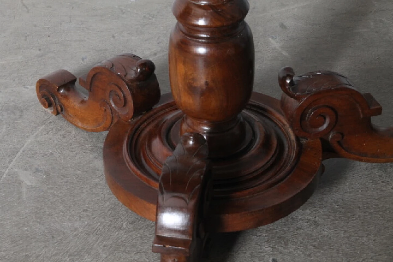 Umbrian Charles X solid walnut table with inlays, mid-19th century 4