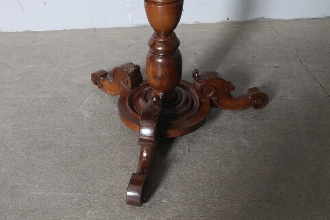 Umbrian Charles X solid walnut table with inlays, mid-19th century 5