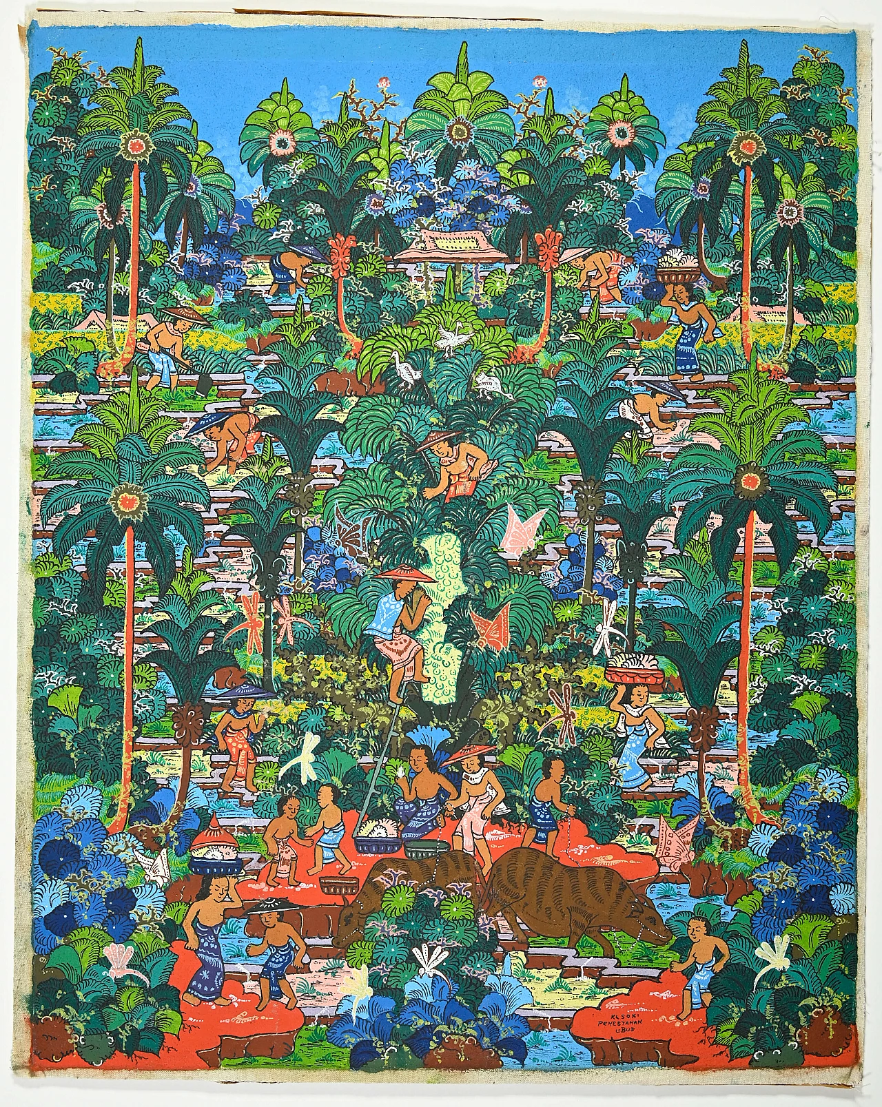 Scenes from Balinese Life, Ketut Soki, acrylic on canvas, 1960s 1