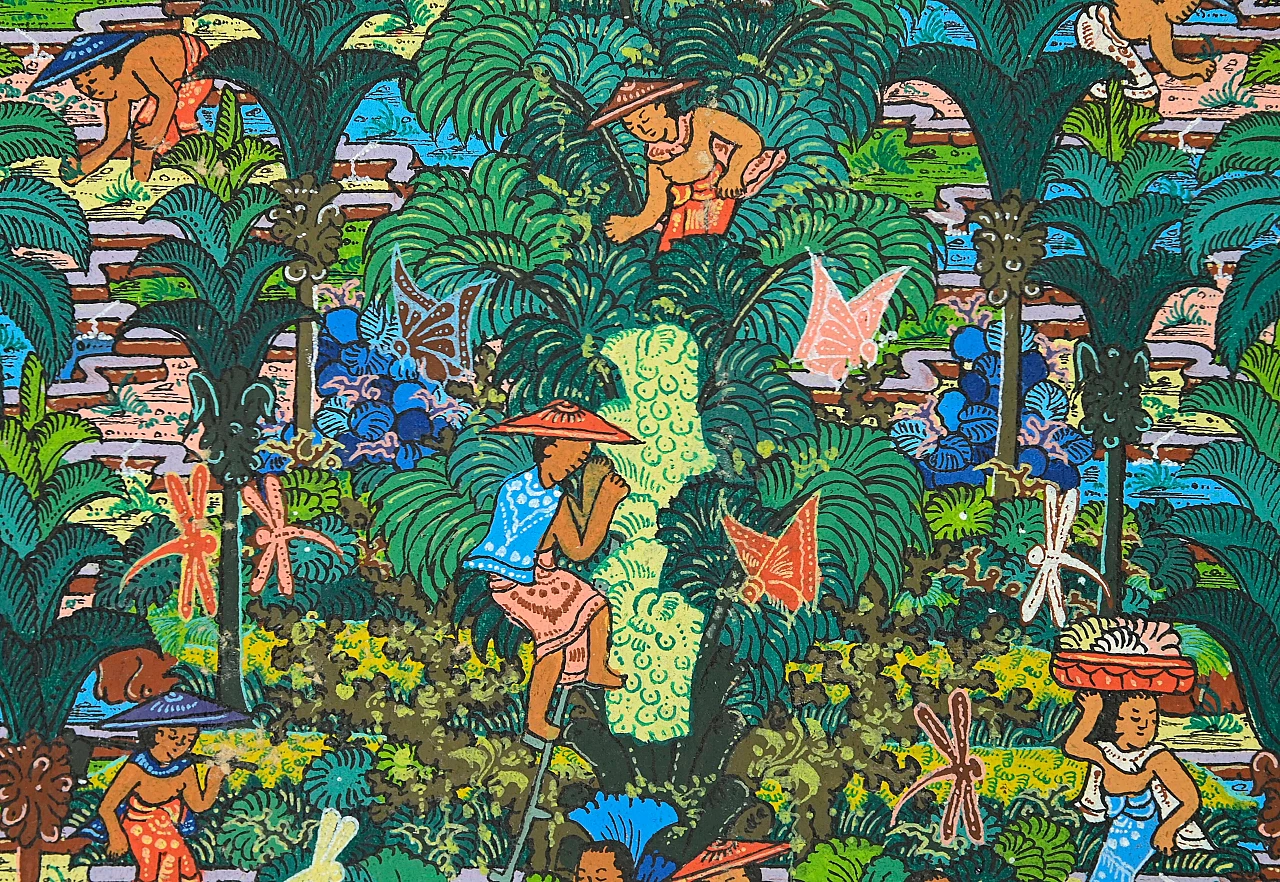 Scenes from Balinese Life, Ketut Soki, acrylic on canvas, 1960s 6