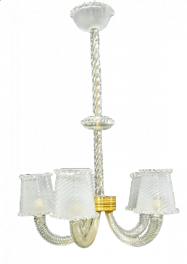 Murano glass chandelier by Ercole Barovier, 1940s