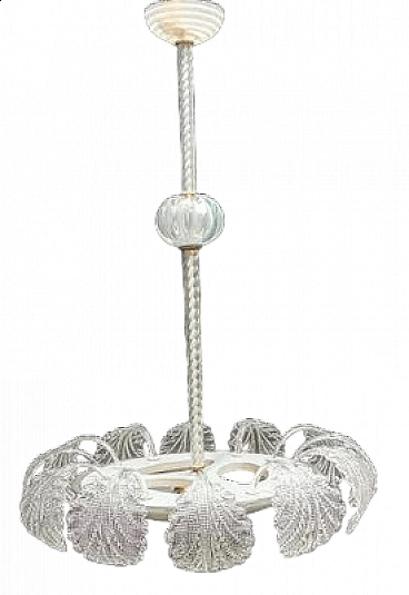 Murano glass chandelier with leaves by Barovier & Toso, 1940s