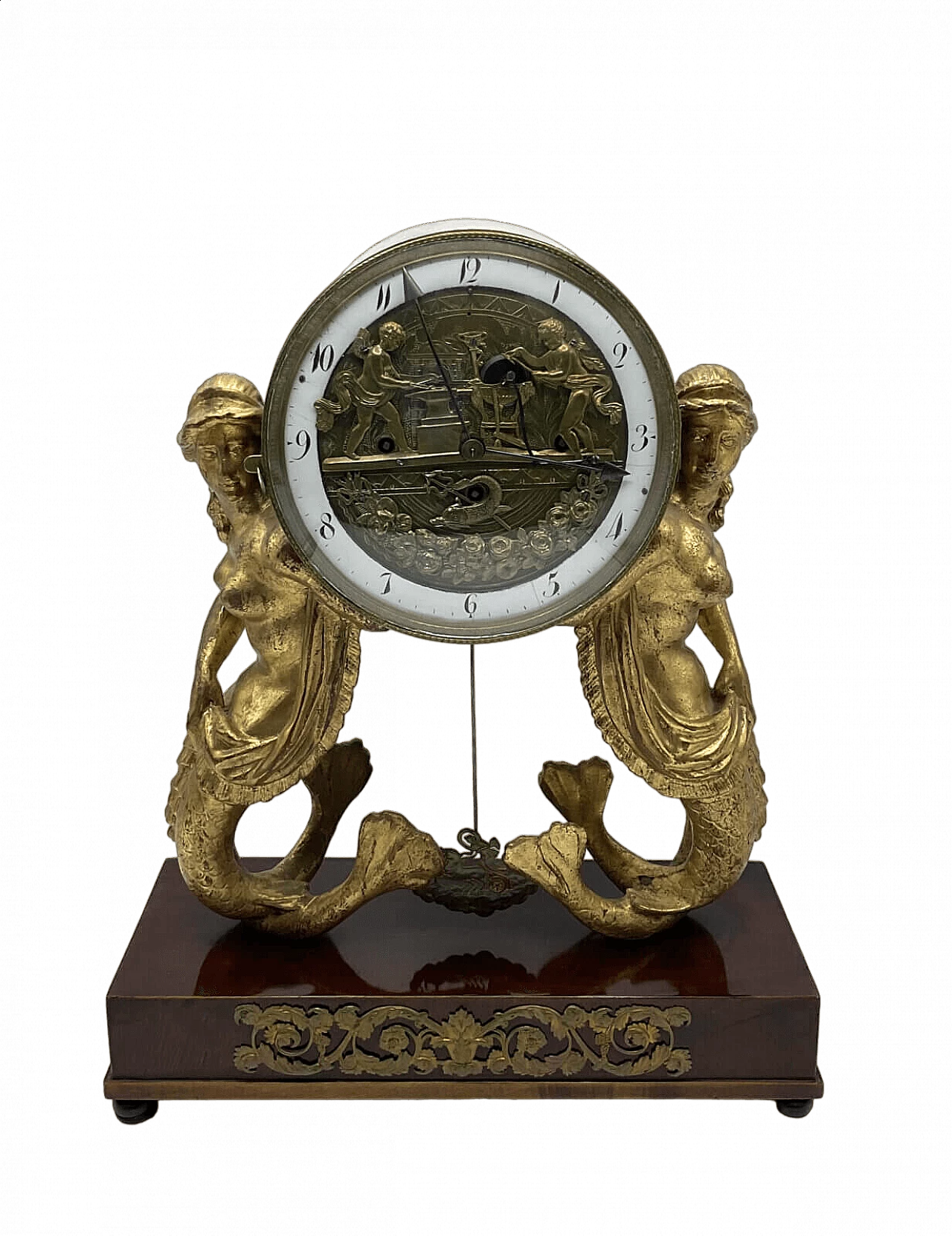 Wood and gilded bronze pendulum mantel clock, early 19th century 12