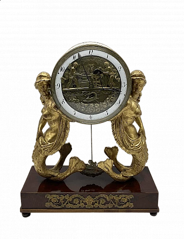 Wood and gilded bronze pendulum mantel clock, early 19th century