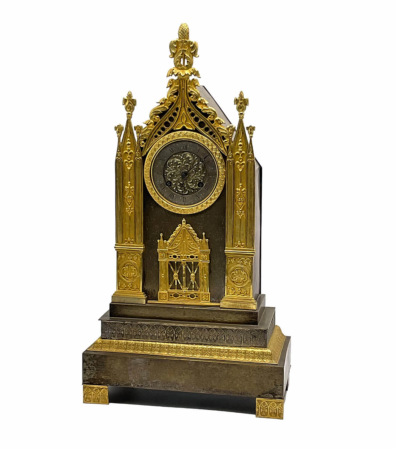 French burnished and gilded bronze cathedral clock, early 19th century 1