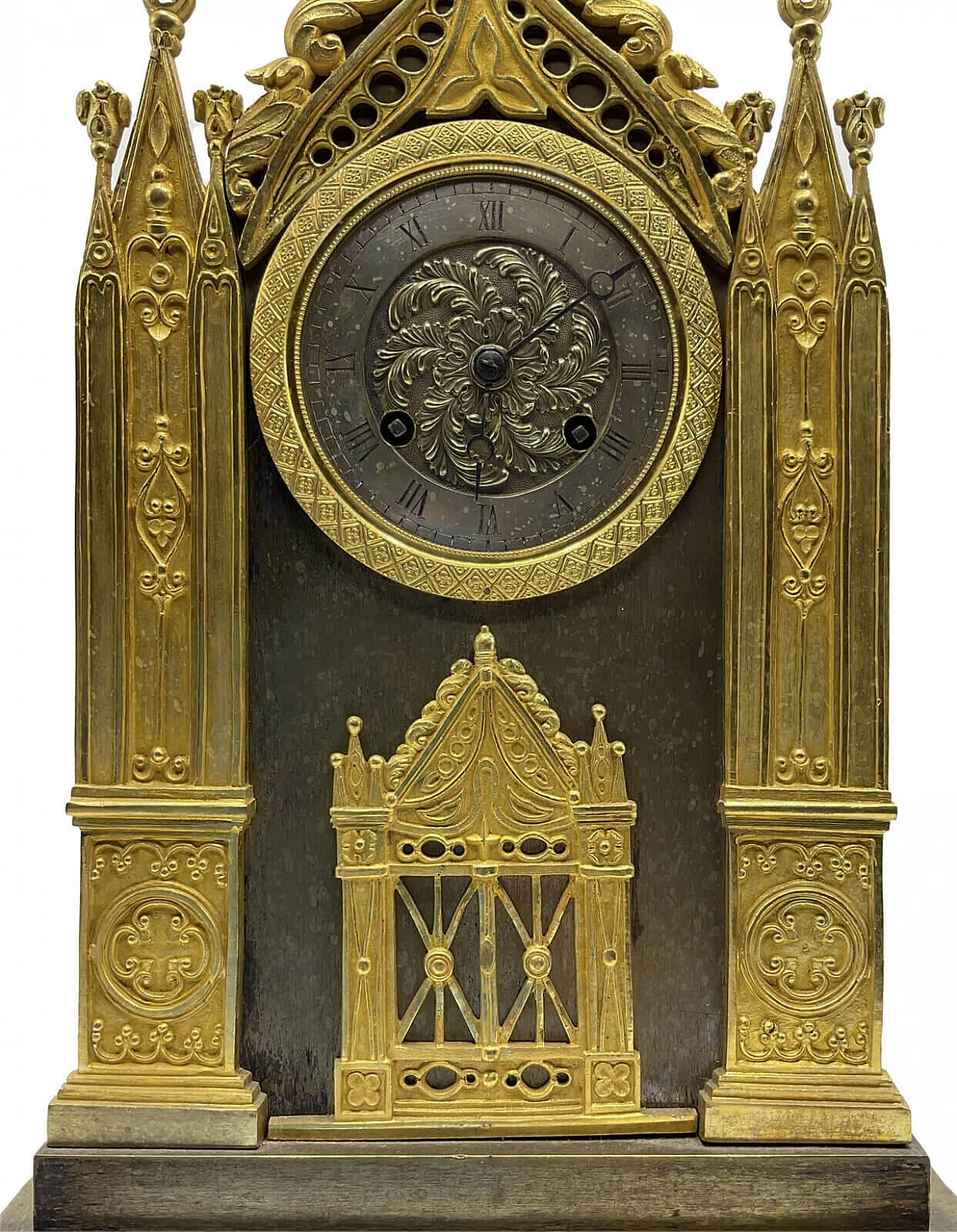 French burnished and gilded bronze cathedral clock, early 19th century 2