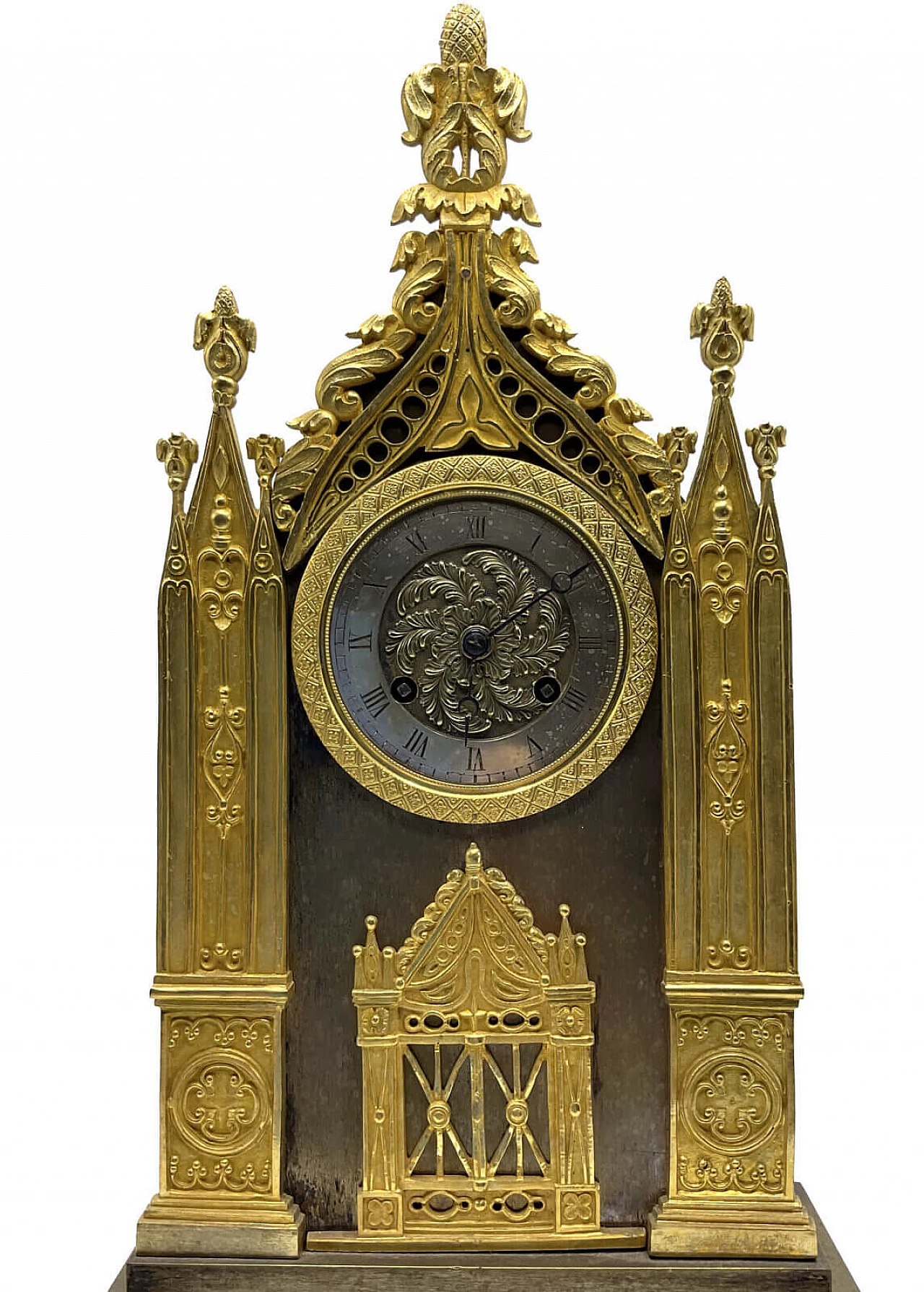 French burnished and gilded bronze cathedral clock, early 19th century 3