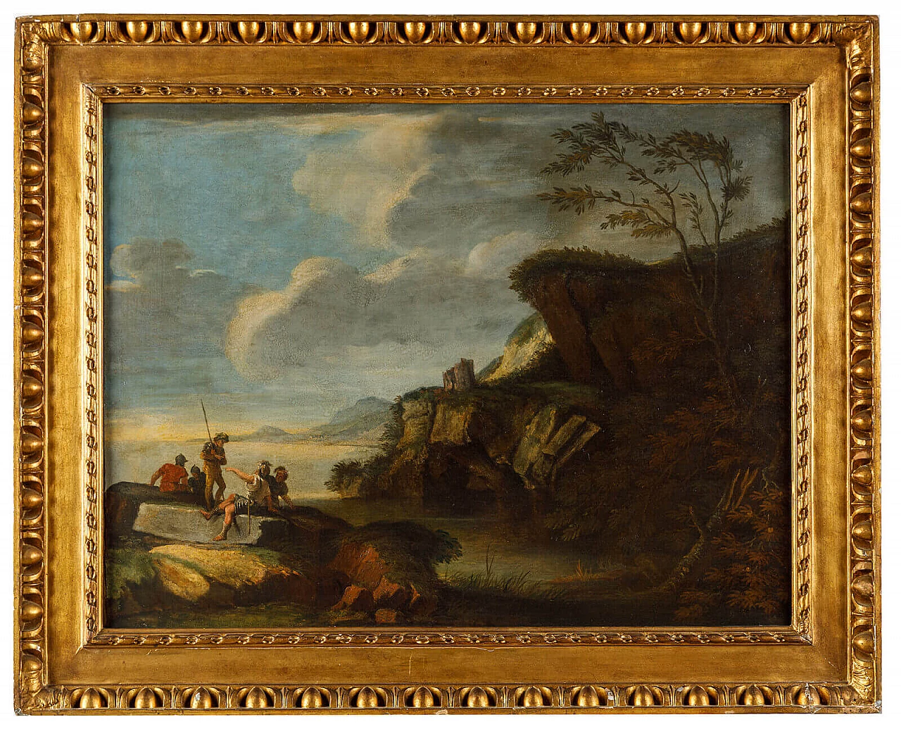 Follower of Salvator Rosa, coastal landscape, oil painting on canvas, 17th century 2