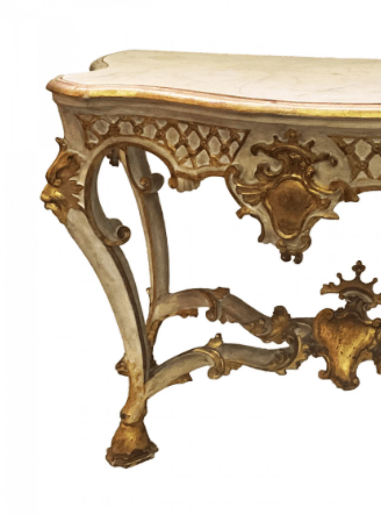 Lacquered and gilded wood console with marbled top, 18th century 3