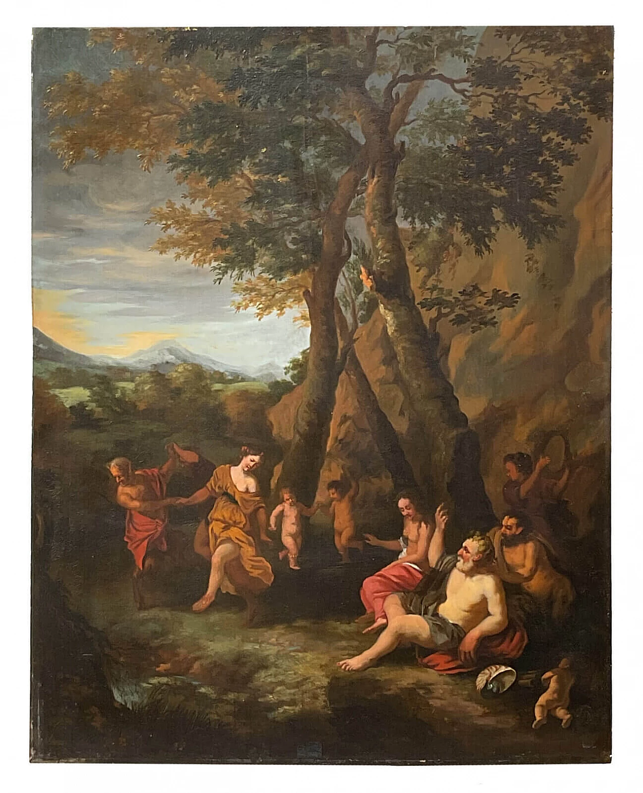 Bacchanal, oil painting on panel attributed to Gerard I Hoet, 17th century 1