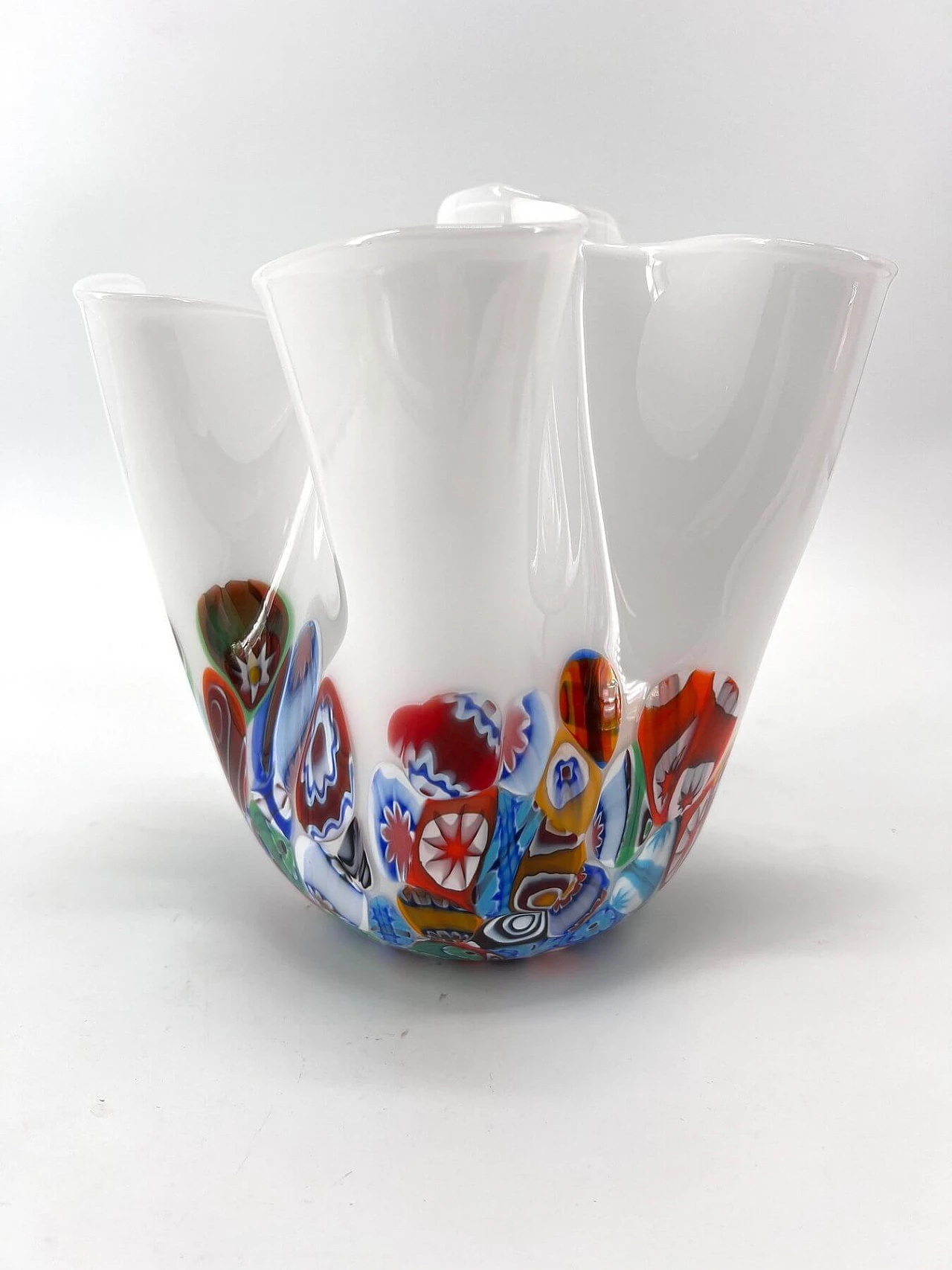 Vaso Fazzoletto con murrine in vetro di Murano 6