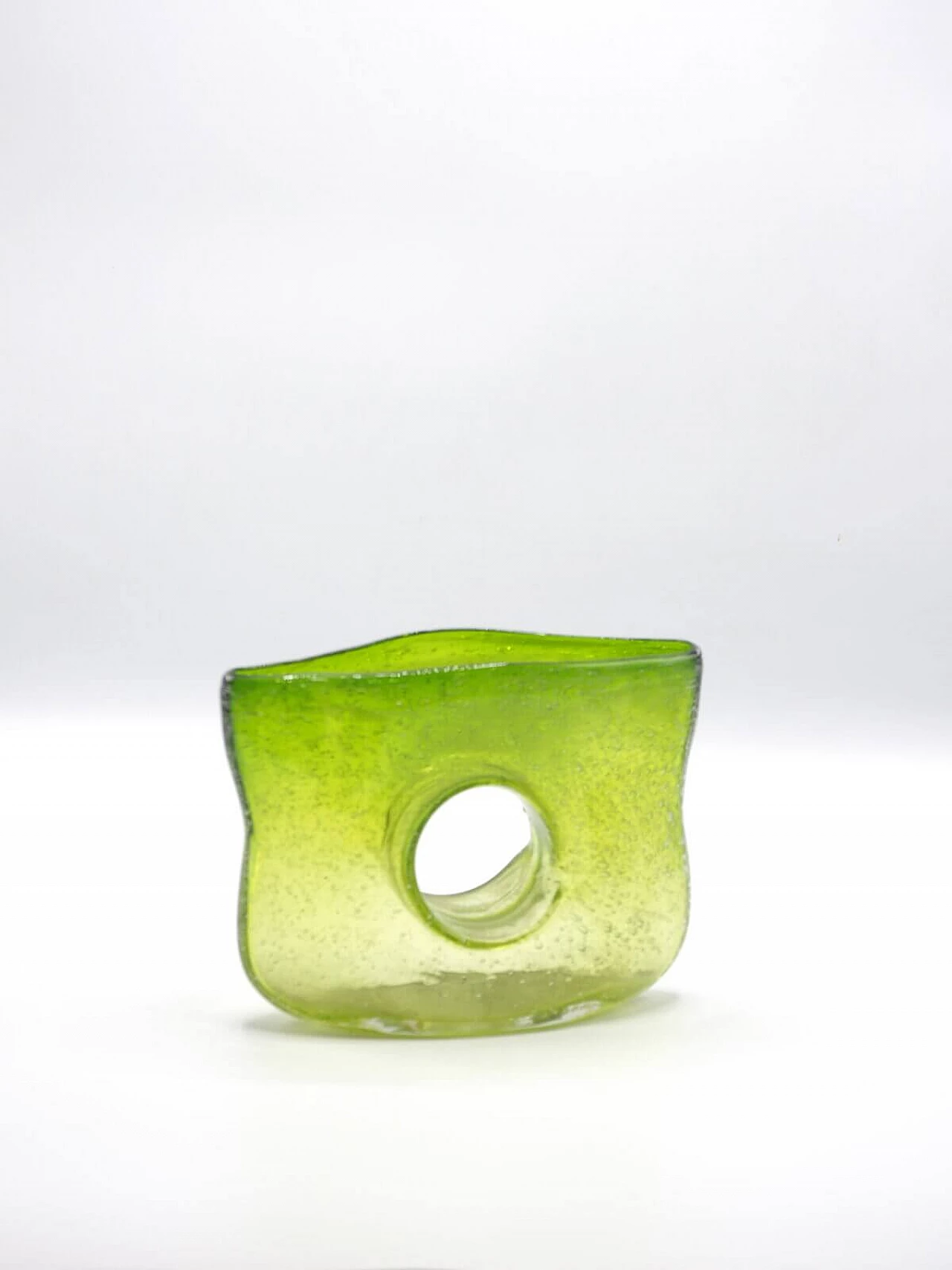 Green Murano glass vase with hole, 1970s 2