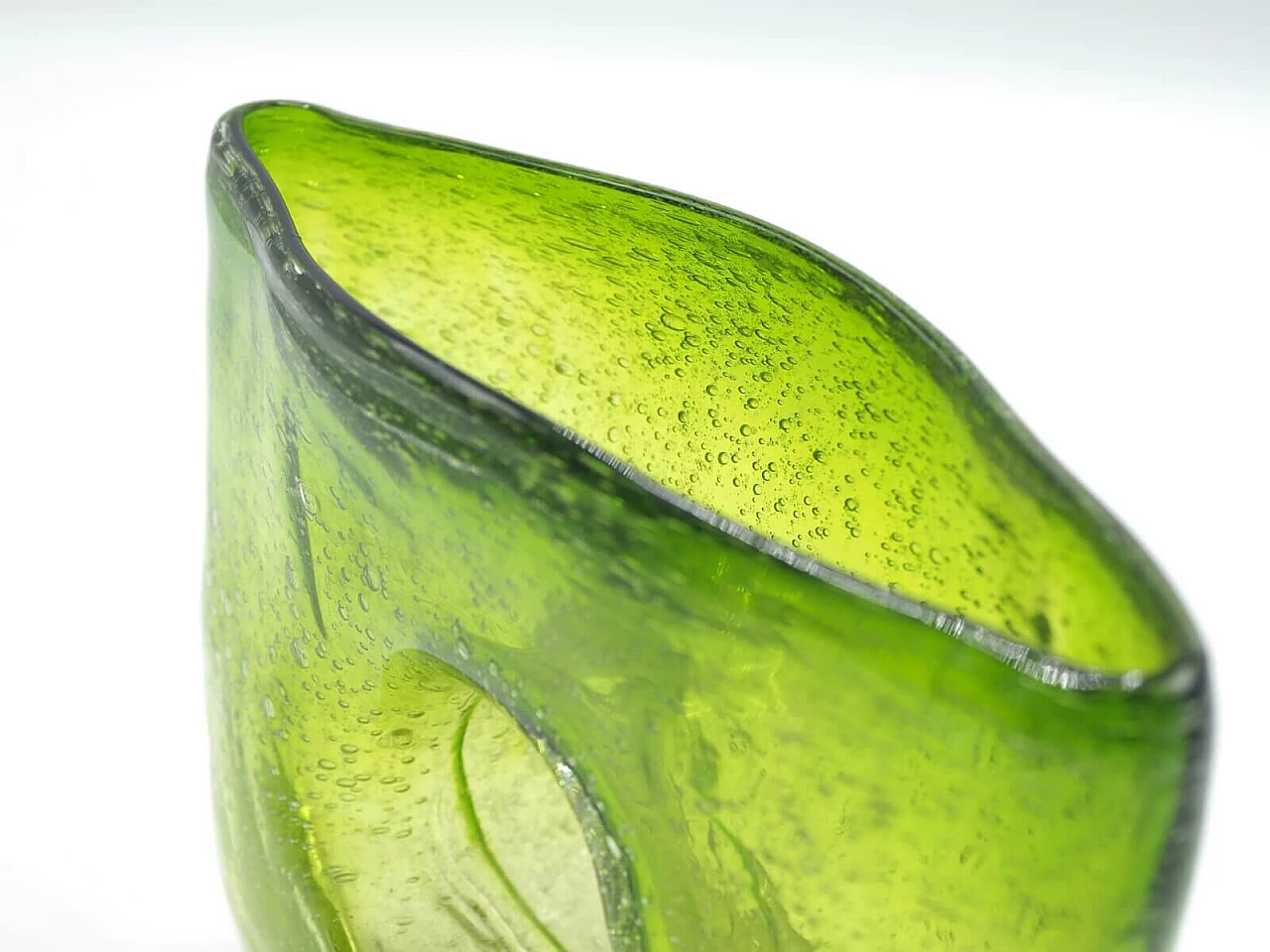 Green Murano glass vase with hole, 1970s 6