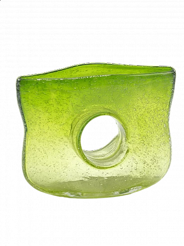 Green Murano glass vase with hole, 1970s