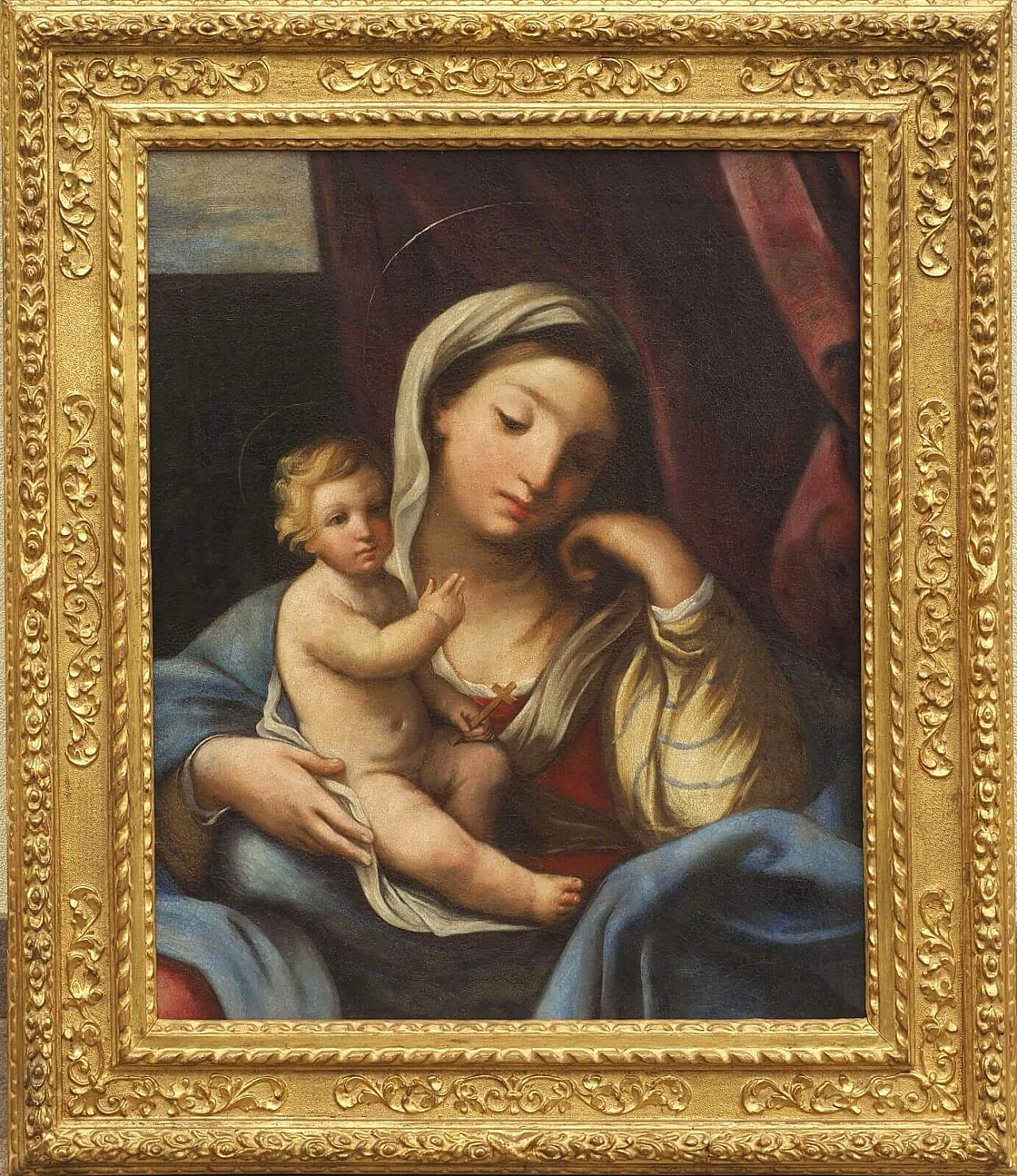 Roman school, Madonna with Child, oil painting on canvas, 18th century 1