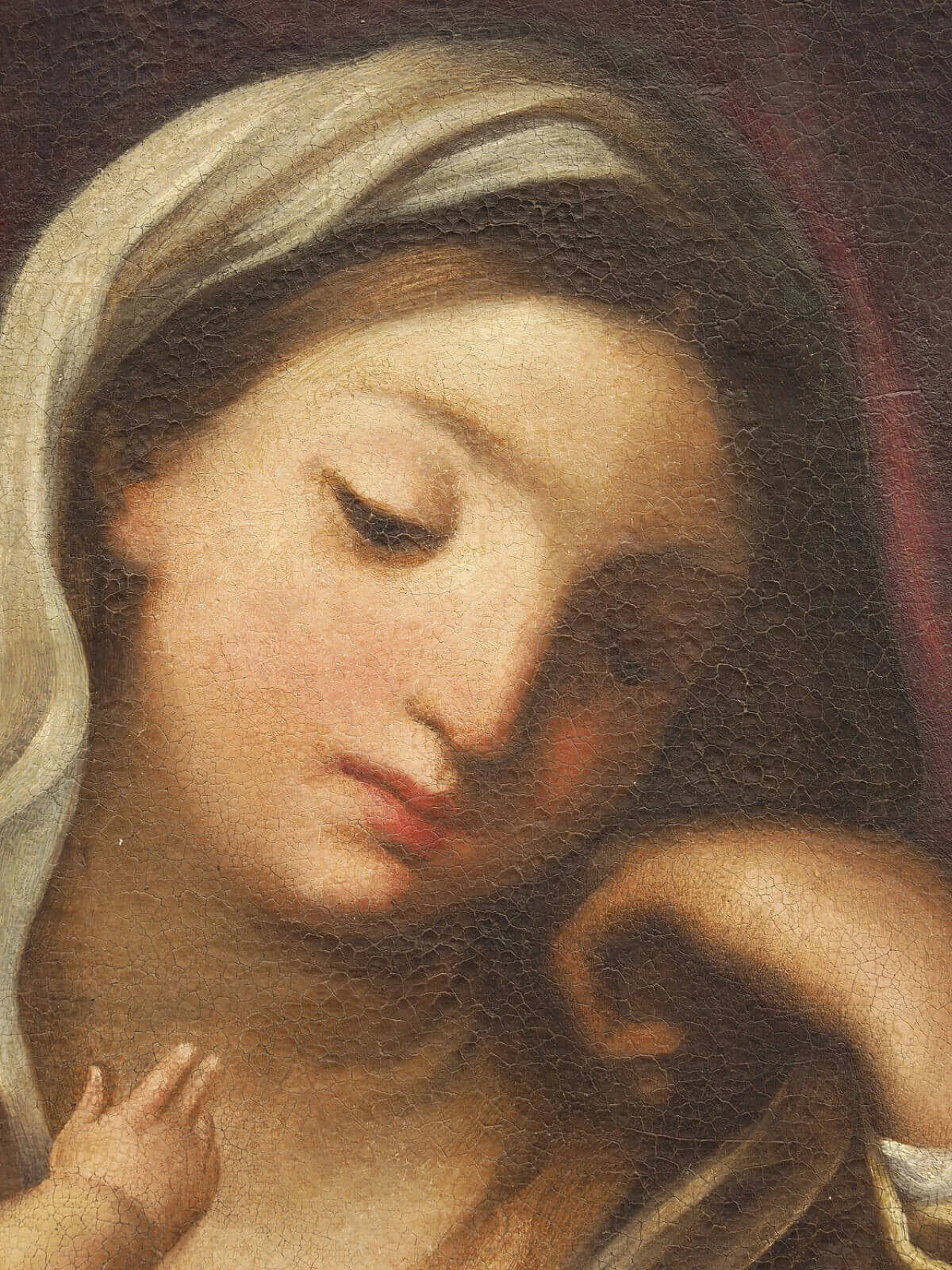 Roman school, Madonna with Child, oil painting on canvas, 18th century 7