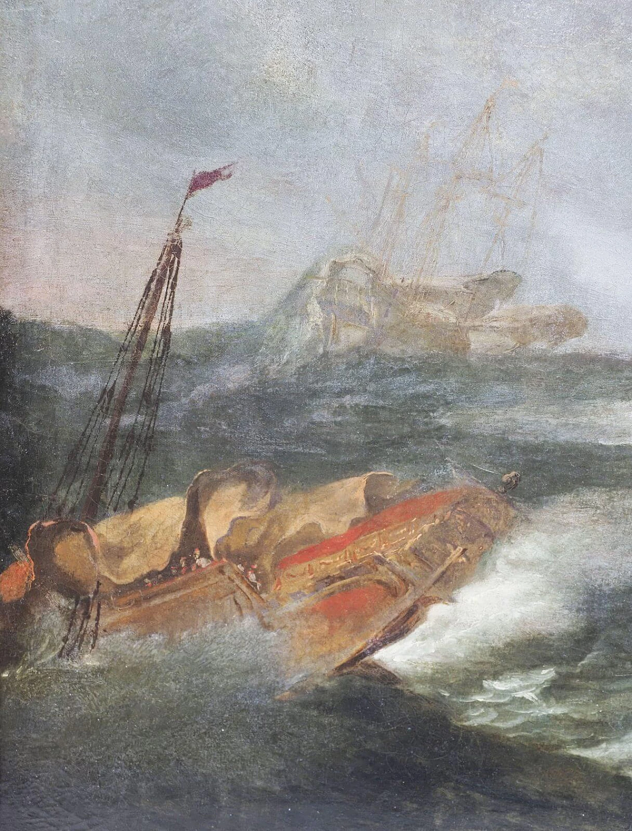 Merchant boats in the storm, oil painting on canvas, 19th century 3